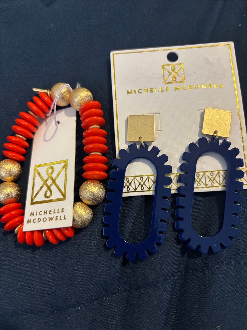 Michelle McDowell Blue and Orange set perfect for game day.